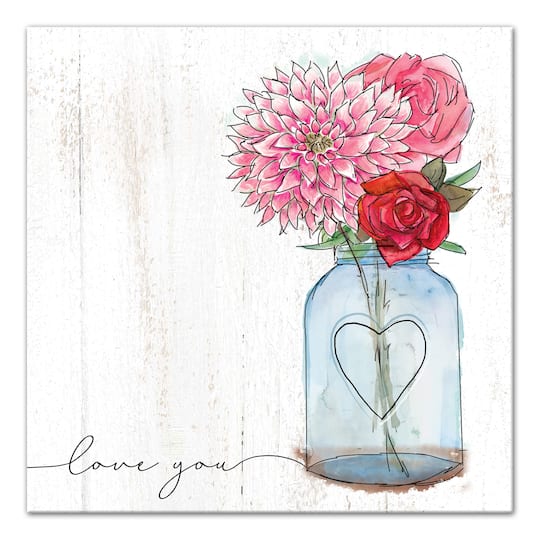 Watercolor Vase Of Flowers Canvas Wall Art